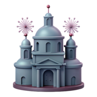 3D Rendered Gray Building with Pink Fireworks png