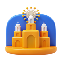 3D Illustration of a Colorful Building with Arched Windows png