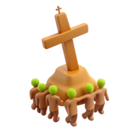 3D Render of People Holding Up a Cross png