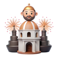 3D Render of a Church Building with Fireworks png