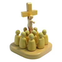 3D Illustration of a Person Holding a Cross in Front of a Group of People png