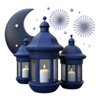 Blue Lanterns with Candles and Stars png