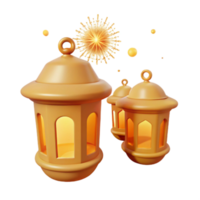 Golden Lanterns with Festive Lights png