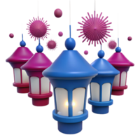 Festive Lanterns with Ornamental Decorations png