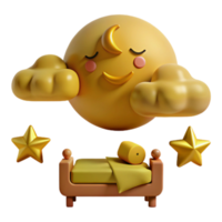 3D Rendered Moon and Stars with a Bed png