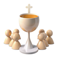 Group of People Surrounding a Chalice with a Cross png
