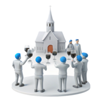 Group of People Toasting with Wine Glasses in Front of a Church png