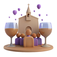 Celebration with Wine Glasses and Balloons in Front of a Church png