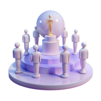 Gold Figure Standing on a Platform Surrounded by White Figures png