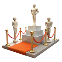Red Carpet Award Ceremony with Gold Stanchions and a Winner Standing on a Platform png