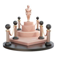 Award Ceremony Stage with Gold Statue and Red Carpet png