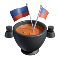 3D Render of a Bowl with Flags Sticking Out png