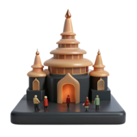 3D Render of a Golden Palace with Tiny Figures png