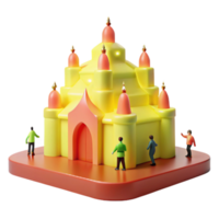 Colorful Castle Model with Miniature Figures png