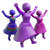 Three 3D Characters Jumping with Joy png