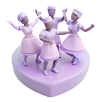 Happy 3D Characters Dancing on a Heart-Shaped Platform png