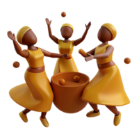Three Animated Characters Dancing Around a Pot png