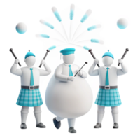 Three Cartoon Characters Juggling with Sticks and Balls png