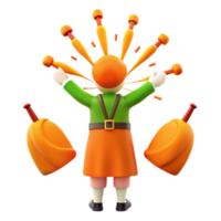 3D Cartoon Character Celebrating with Confetti png