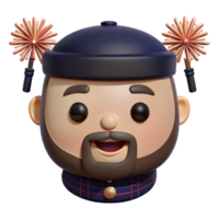 3D Character with a Smiling Expression and a Hat Wearing Feather Dusters png