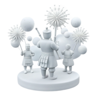 3D Model of a Festive Parade with Characters and Decorated Balls png