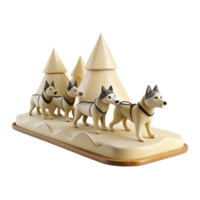 3D Render of a Team of Huskies Pulling a Sled Through a Snowy Landscape png