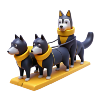 3D Render of Cartoon Dogs Pulling Sled png