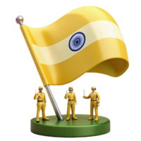 3D Render of Soldiers Saluting a Waving Flag png