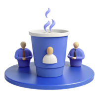 Coffee Break with Colleagues 3D Illustration of Two Figures Enjoying a Cup of Coffee png