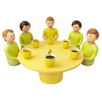 Group of Friends Enjoying Coffee and Conversation Around a Table png
