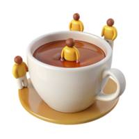 minúsculo figuras em torno da uma ampla café copo png