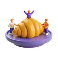 3D Render of People Playing on a Large Pastry png