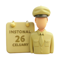 3D Illustration of a Calendar with a Person in a Uniform png
