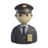 Smiling 3D Character in Pilot Uniform png