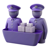 Two Cartoon Delivery Workers With Boxes on a Boat png