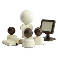 Group of 3D Characters Learning with a Book and Computer png