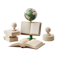 Open Book and Globe on a Desk png