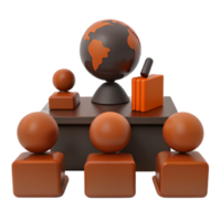 Global Discussion 3D Render of People Around a Table with a Globe png