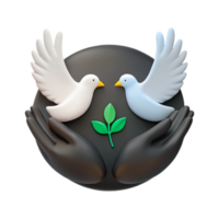 Peace Symbol with Doves and a Sprout png