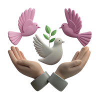 Peace Dove with Olive Branch in Open Hands png