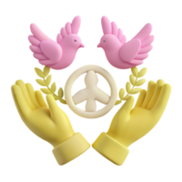 Peace Symbol with Doves and Hands png