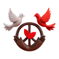 Peace Symbol with Birds and Leaves png