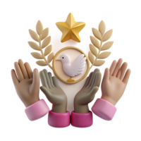 Peace Dove with Open Hands and a Star png