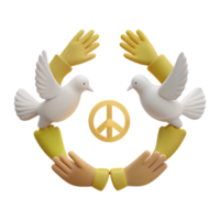 Peace Symbol with Doves and Hands in a Circle png