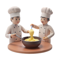 Two Chefs Preparing a Bowl of Noodles png
