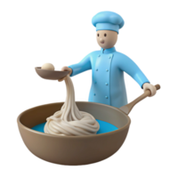 Chef Adding Noodles to a Bowl of Broth png