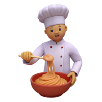 Smiling Chef Mixing Dough in Bowl png
