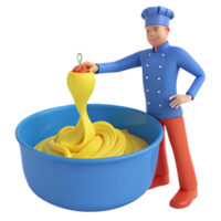 Chef Adding Noodles to a Bowl png