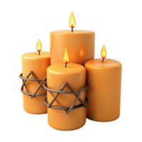 Four Burning Candles in a Decorative Holder png