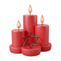Three Red Candles with a Star of David png